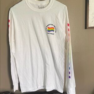 Spencer's White Long-Sleeve Tee with Rainbow Chest Graphic